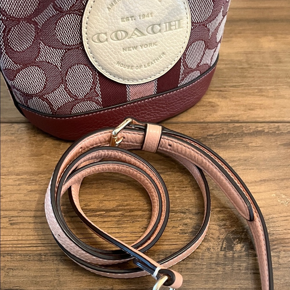 Coach Burgundy and Cream Mini Bag - Picture 5 of 16